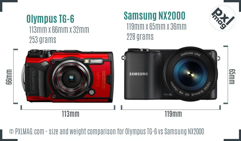 Olympus TG-6 vs Samsung NX2000 size comparison