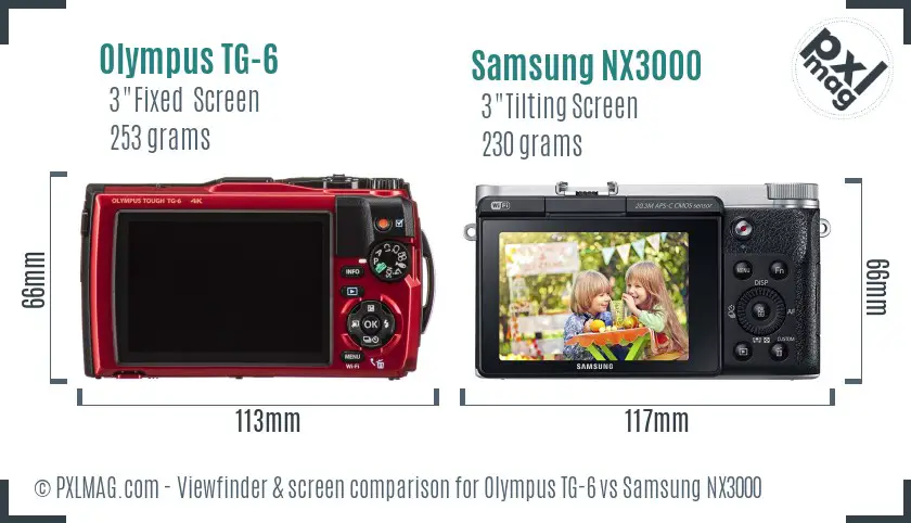 Olympus TG-6 vs Samsung NX3000 Screen and Viewfinder comparison