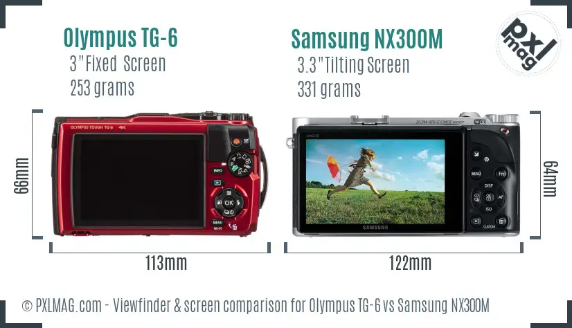Olympus TG-6 vs Samsung NX300M Screen and Viewfinder comparison Olympus TG-6 vs Samsung NX300M Screen and Viewfinder comparison