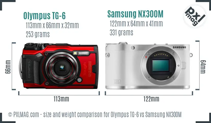 Olympus TG-6 vs Samsung NX300M size comparison Olympus TG-6 vs Samsung NX300M size comparison