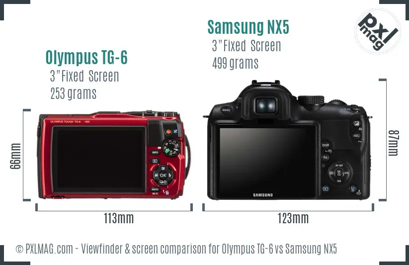 Olympus TG-6 vs Samsung NX5 Screen and Viewfinder comparison