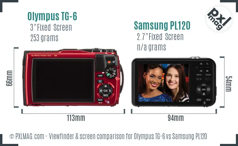 Olympus TG-6 vs Samsung PL120 Screen and Viewfinder comparison Olympus TG-6 vs Samsung PL120 Screen and Viewfinder comparison