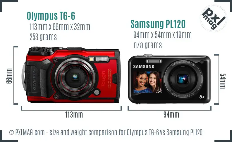 Olympus TG-6 vs Samsung PL120 size comparison Olympus TG-6 vs Samsung PL120 size comparison