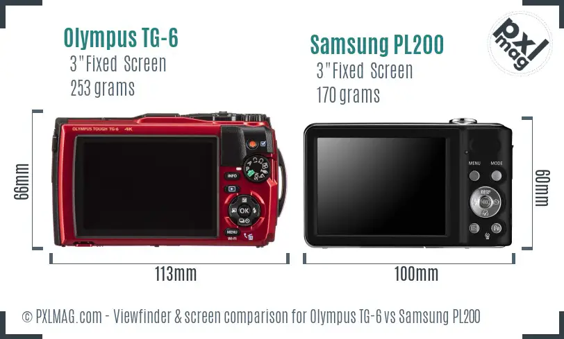 Olympus TG-6 vs Samsung PL200 Screen and Viewfinder comparison Olympus TG-6 vs Samsung PL200 Screen and Viewfinder comparison