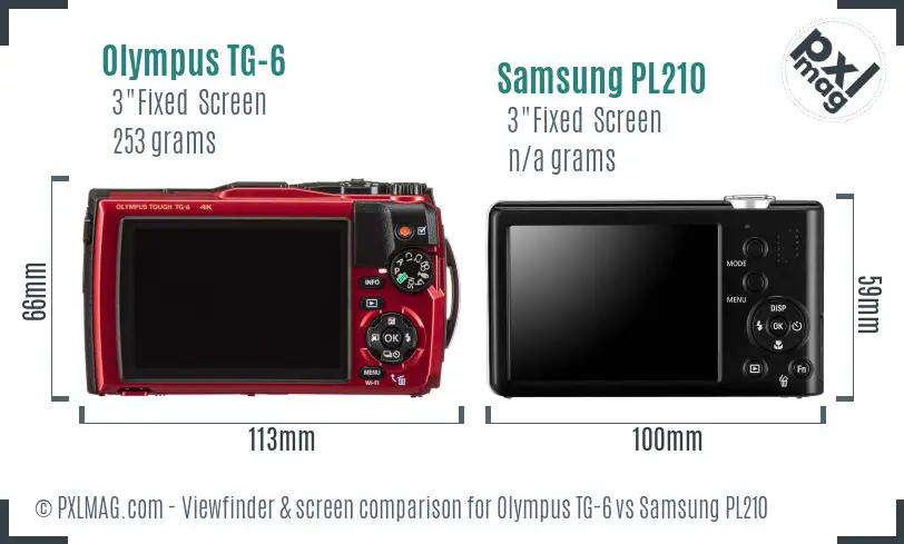 Olympus TG-6 vs Samsung PL210 Screen and Viewfinder comparison Olympus TG-6 vs Samsung PL210 Screen and Viewfinder comparison