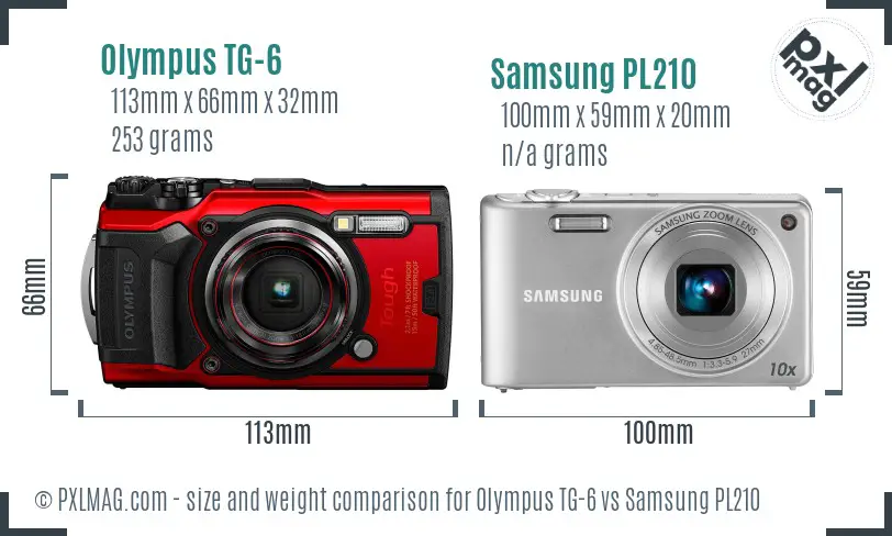 Olympus TG-6 vs Samsung PL210 size comparison Olympus TG-6 vs Samsung PL210 size comparison