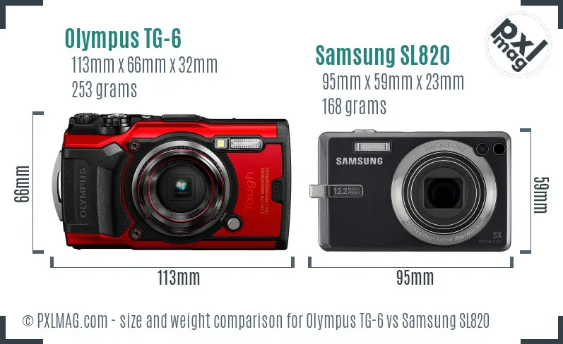 Olympus TG-6 vs Samsung SL820 size comparison Olympus TG-6 vs Samsung SL820 size comparison