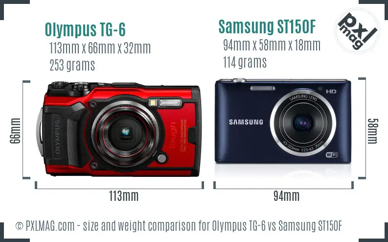 Olympus TG-6 vs Samsung ST150F size comparison