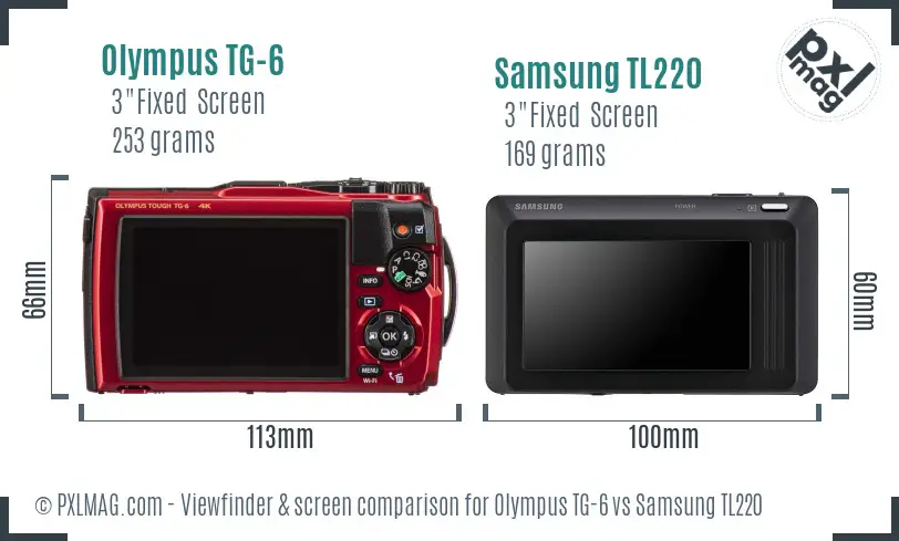 Olympus TG-6 vs Samsung TL220 Screen and Viewfinder comparison