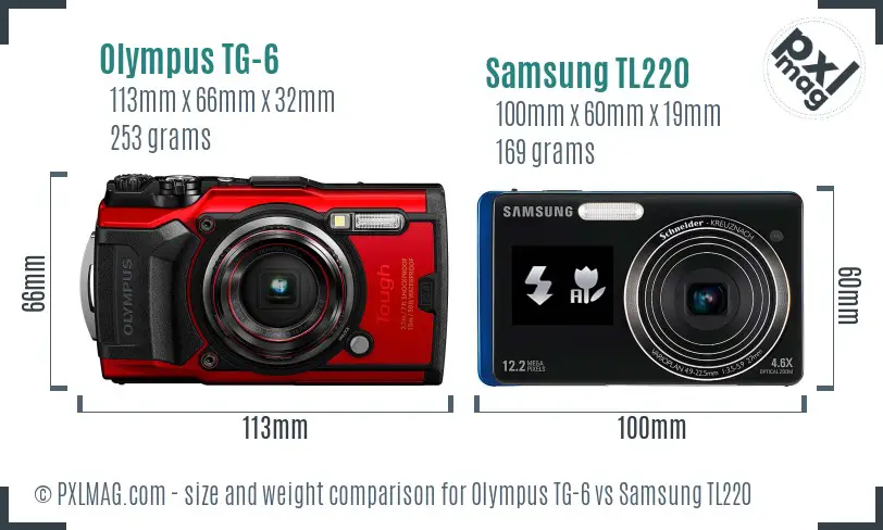 Olympus TG-6 vs Samsung TL220 size comparison
