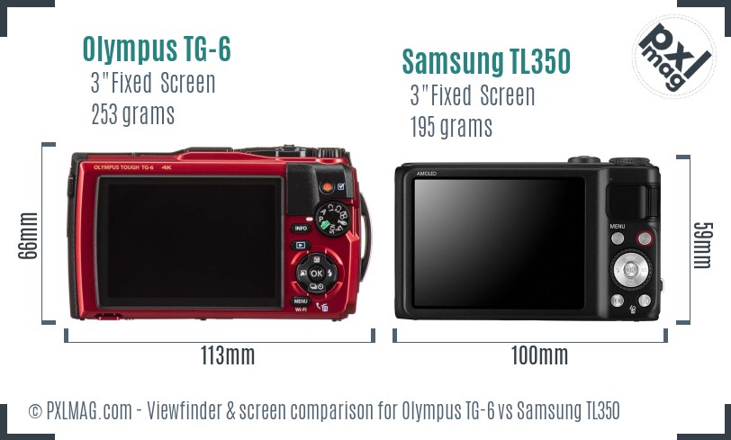 Olympus TG-6 vs Samsung TL350 Screen and Viewfinder comparison