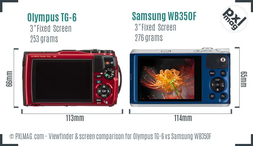 Olympus TG-6 vs Samsung WB350F Screen and Viewfinder comparison