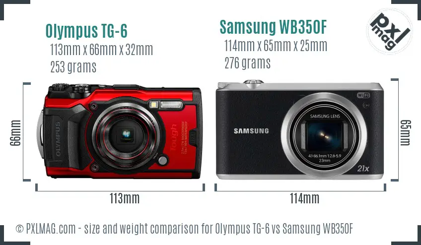 Olympus TG-6 vs Samsung WB350F size comparison Olympus TG-6 vs Samsung WB350F size comparison