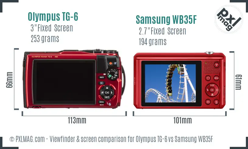 Olympus TG-6 vs Samsung WB35F Screen and Viewfinder comparison