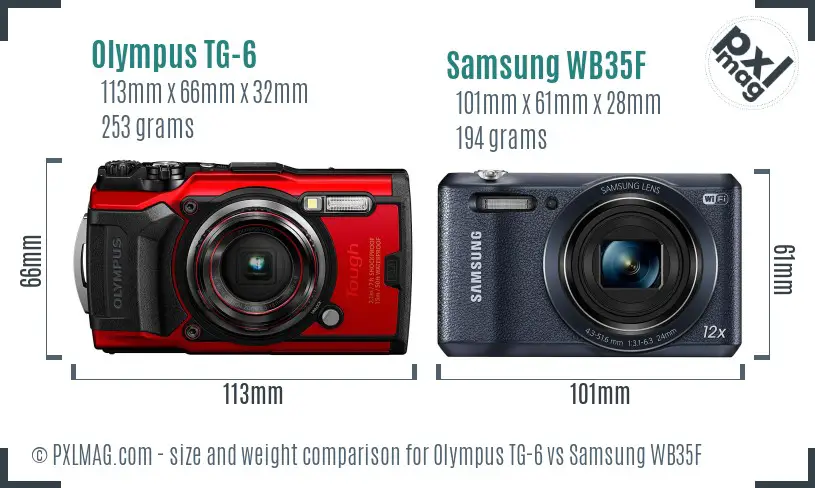 Olympus TG-6 vs Samsung WB35F size comparison Olympus TG-6 vs Samsung WB35F size comparison