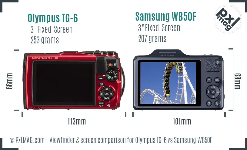 Olympus TG-6 vs Samsung WB50F Screen and Viewfinder comparison