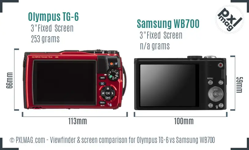 Olympus TG-6 vs Samsung WB700 Screen and Viewfinder comparison