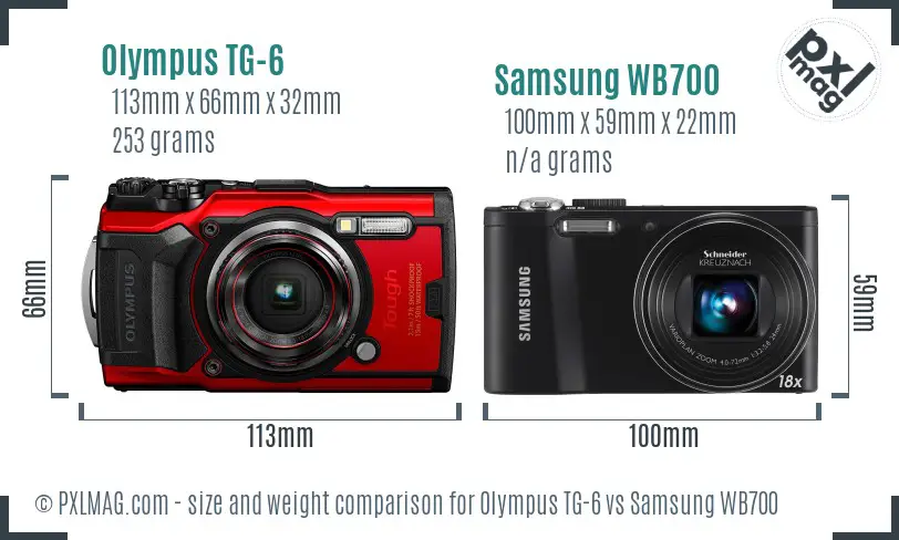 Olympus TG-6 vs Samsung WB700 size comparison