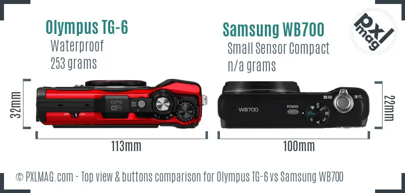 Olympus TG-6 vs Samsung WB700 top view buttons comparison