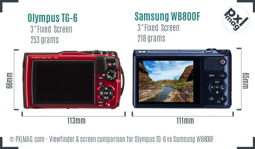Olympus TG-6 vs Samsung WB800F Screen and Viewfinder comparison