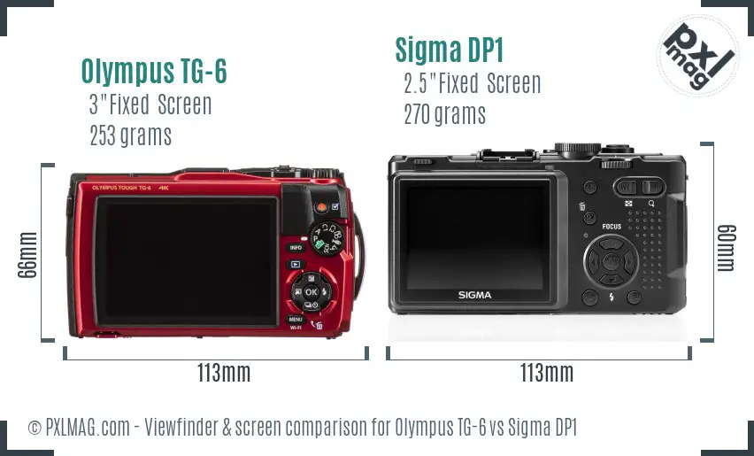 Olympus TG-6 vs Sigma DP1 Screen and Viewfinder comparison