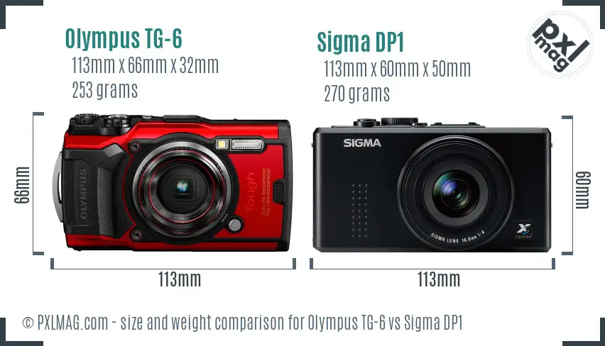 Olympus TG-6 vs Sigma DP1 size comparison