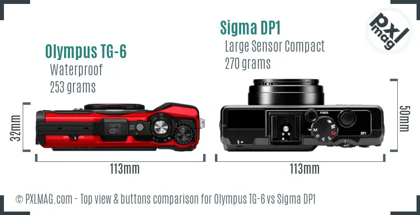 Olympus TG-6 vs Sigma DP1 top view buttons comparison