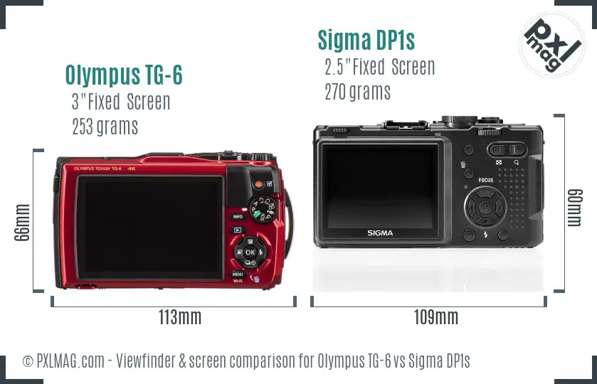 Olympus TG-6 vs Sigma DP1s Screen and Viewfinder comparison Olympus TG-6 vs Sigma DP1s Screen and Viewfinder comparison