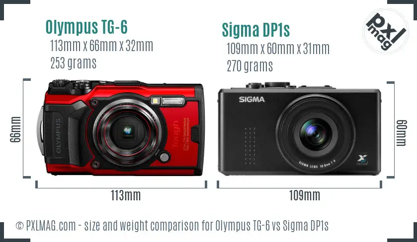 Olympus TG-6 vs Sigma DP1s size comparison Olympus TG-6 vs Sigma DP1s size comparison
