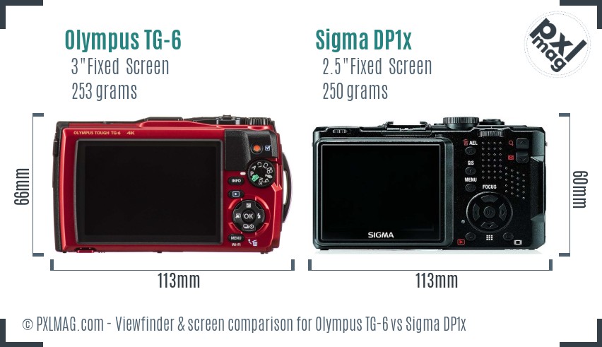 Olympus TG-6 vs Sigma DP1x Screen and Viewfinder comparison