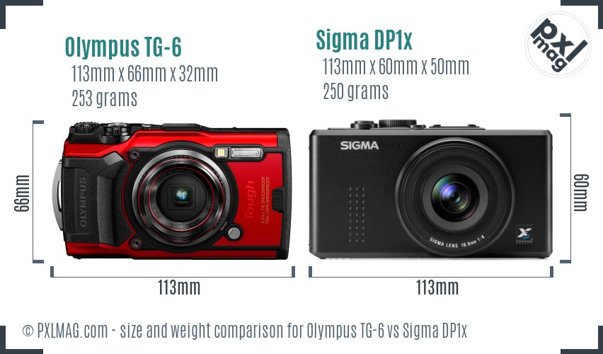 Olympus TG-6 vs Sigma DP1x size comparison Olympus TG-6 vs Sigma DP1x size comparison