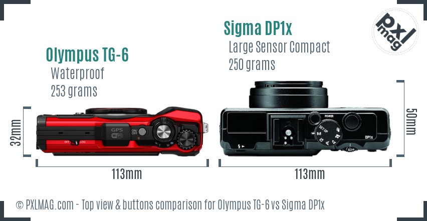 Olympus TG-6 vs Sigma DP1x top view buttons comparison