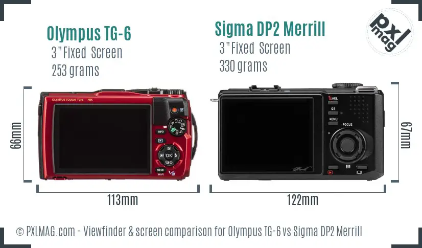 Olympus TG-6 vs Sigma DP2 Merrill Screen and Viewfinder comparison