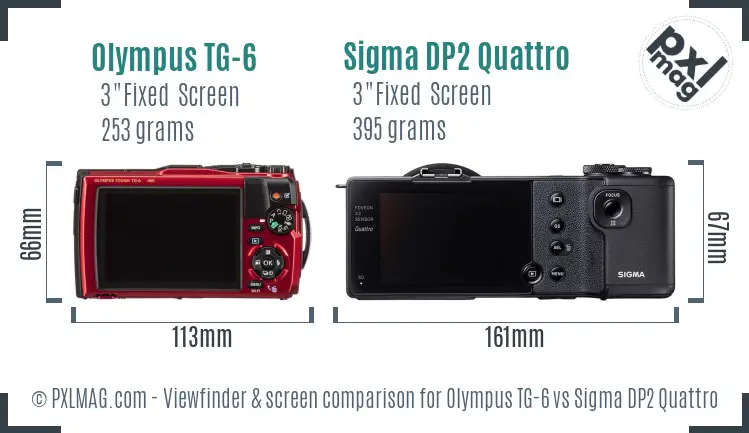 Olympus TG-6 vs Sigma DP2 Quattro Screen and Viewfinder comparison