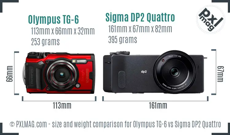 Olympus TG-6 vs Sigma DP2 Quattro size comparison