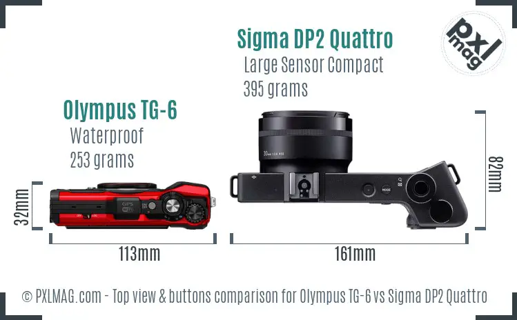 Olympus TG-6 vs Sigma DP2 Quattro top view buttons comparison