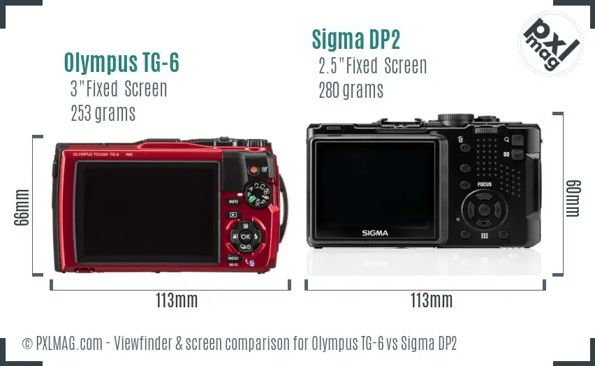 Olympus TG-6 vs Sigma DP2 Screen and Viewfinder comparison