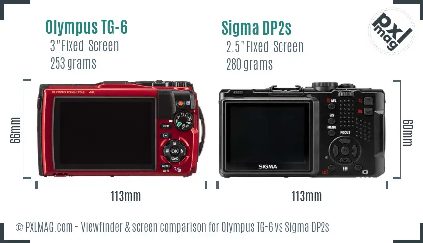 Olympus TG-6 vs Sigma DP2s Screen and Viewfinder comparison