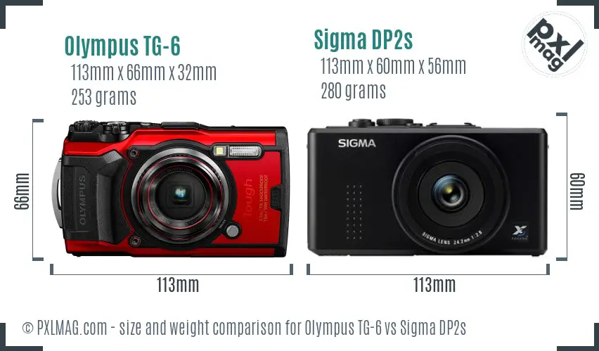 Olympus TG-6 vs Sigma DP2s size comparison