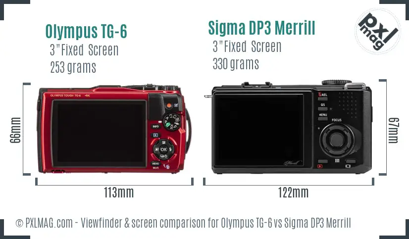 Olympus TG-6 vs Sigma DP3 Merrill Screen and Viewfinder comparison