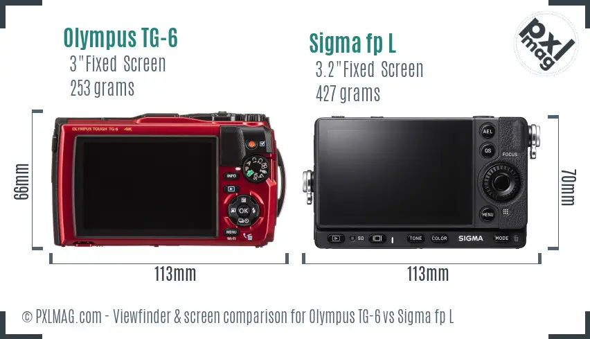 Olympus TG-6 vs Sigma fp L Screen and Viewfinder comparison