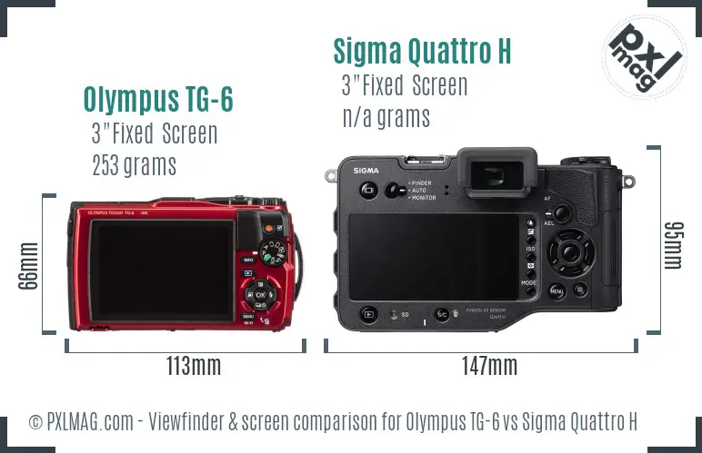 Olympus TG-6 vs Sigma Quattro H Screen and Viewfinder comparison
