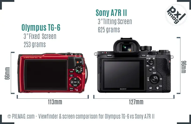 Olympus TG-6 vs Sony A7R II Screen and Viewfinder comparison