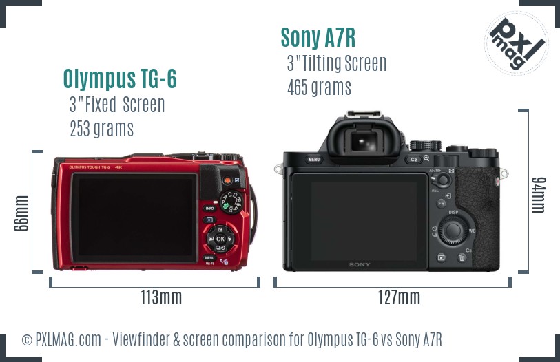 Olympus TG-6 vs Sony A7R Screen and Viewfinder comparison
