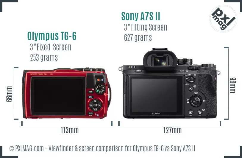 Olympus TG-6 vs Sony A7S II Screen and Viewfinder comparison Olympus TG-6 vs Sony A7S II Screen and Viewfinder comparison