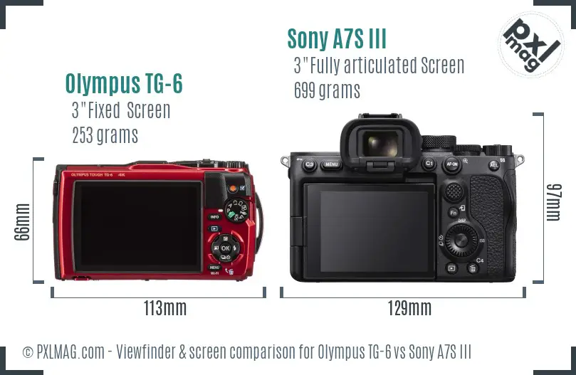 Olympus TG-6 vs Sony A7S III Screen and Viewfinder comparison