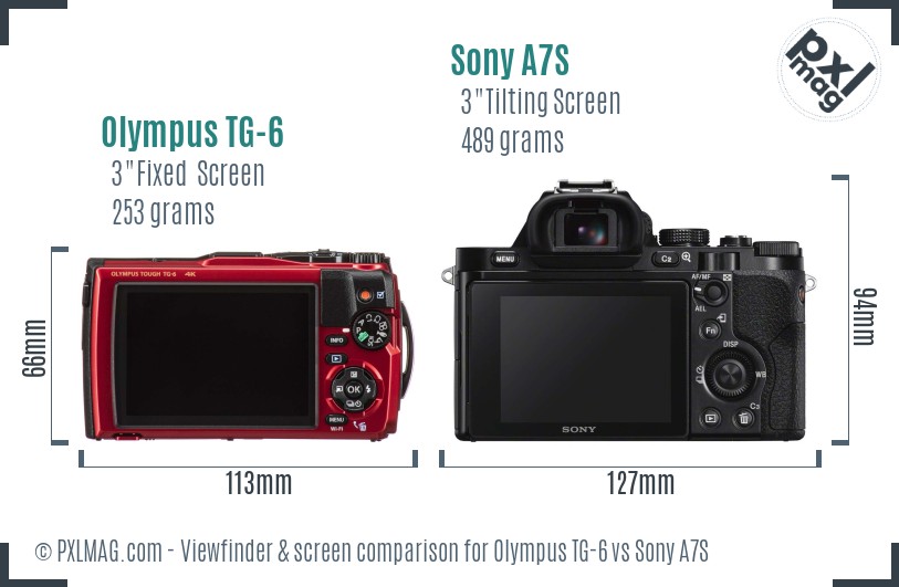 Olympus TG-6 vs Sony A7S Screen and Viewfinder comparison