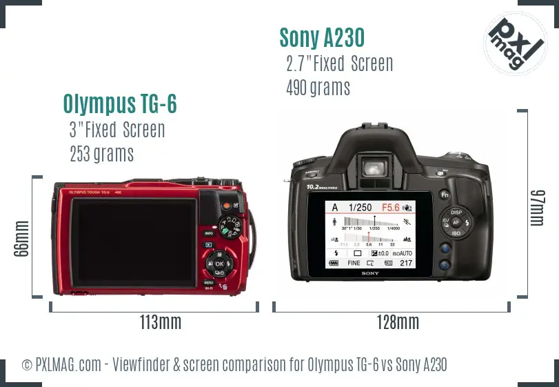 Olympus TG-6 vs Sony A230 Screen and Viewfinder comparison