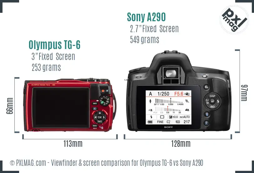 Olympus TG-6 vs Sony A290 Screen and Viewfinder comparison