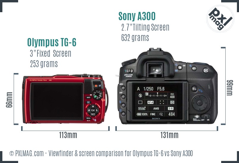 Olympus TG-6 vs Sony A300 Screen and Viewfinder comparison